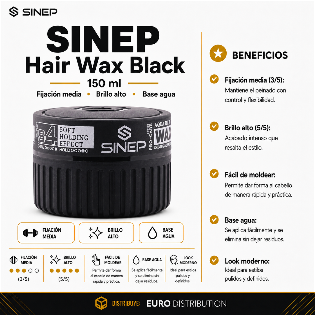 HAIR WAX S4 BLACK - SINEP 150ML